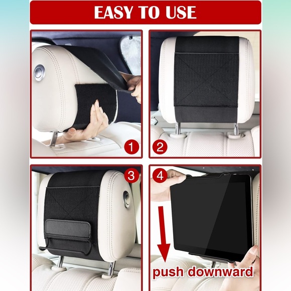 WONNIE 2 Pack Tablet Car Headrest Holder for 10-12.9" Size Tablets - Picture 1 of 6